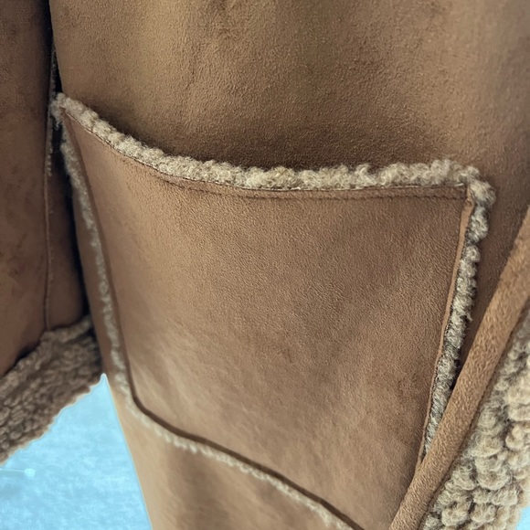 NWT Michael Kors faux suede faux fur hooded coat cappuccino XL - Picture 3 of 9